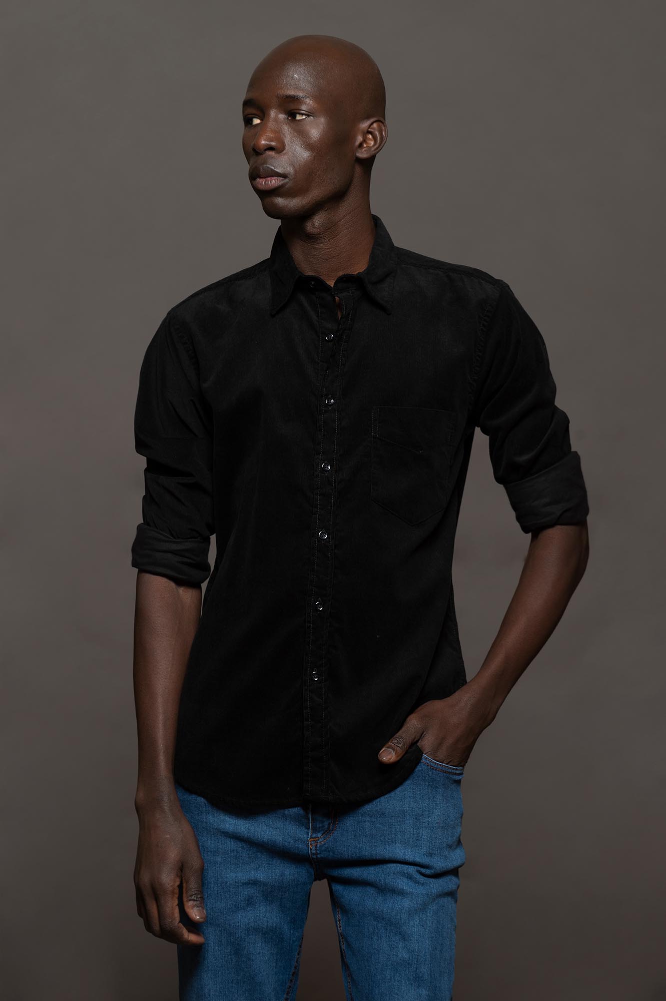 6855CORMLNE - CAMISA MACCHIATO SKSP NEGRO